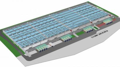 Bild: Schott/exb
So könnte es einmal aussehen: Das neue Logistikzentrum der Schott AG bei Wiesau. Der Entwurf sieht eine 300 Meter lange und 130 Meter breite Bebauung vor. Mit einem zweistelligen Millionenbetrag möchte das Unternehmen die rund 1250 Arbeitsplätze bei Schott in Mitterteich langfristig sichern.
