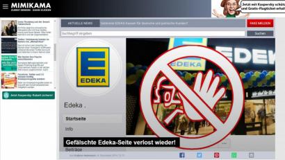 Bild: Mimikama.at
EDEKA-Seite gefaked: Immer wieder bedienen sich Facebook-Seitenersteller fremder Identitäten, um angebliche Gewinnspiele zu veranstalten.
