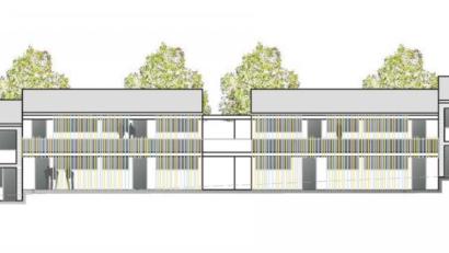 Bild: le/SHL-Architekten
Im Plankenhammer will die Baugenossenschaft "Eigenheim" zehn barrierefreie Mietwohnungen bauen. Der Spatenstich soll am Jubiläumstag, 27. Juni 2020, vollzogen werden. Das Projekt, hier die Nord-Ost-Ansicht, erhält die Bezeichnung "Plankenhammer-Floßleite".
