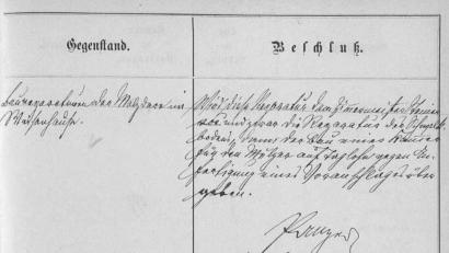 Bild: Stadtarchiv Neumarkt
Der Beschluss des Neumarkter Stadtrats über die Errichtung einer Malzdarre.