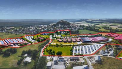 Bild: Witron
Die rot umrandete Fläche zeigt die geplanten Neubauten bei Witron. Der Logistiker will seine Produktionsfläche bis 2023 auf insgesamt 212 600 Quadratmeter verdoppeln.