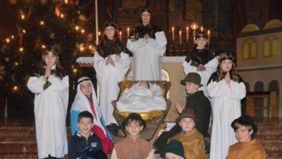 Bild: Kunz
Beim Krippenspiel in der Kinderchristmette reichten in der Herz Jesu Kirche die Sitzplätze nicht aus.