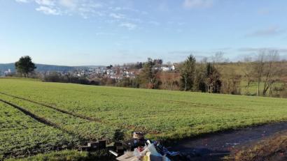 Bild: Anne Wiesnet
Mitten in der schönen Landschaft bei Pressath liegt ein Haufen Müll - Überbleibsel von Silvester.