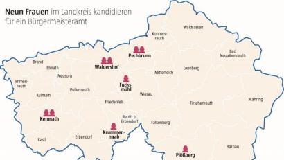 Grafik: Schärtl, Corinna
Im Landkreis Tirschenreuth kandidieren neun Frauen für das Bürgermeisteramt.
