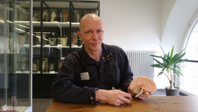 Bild: fuw
Wie bei einem Bilderbuch, das man aufklappt, werden Großhirn, Kleinhirn, verlängertes Rückenmark, Nasennebenhöhlen sichtbar. Präparator Thorsten Hummel erklärt den Aufbau eines Gehirns an einem Modell.