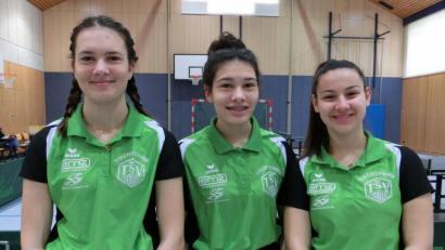 Bild: exb
Lea Wittmann, Eva Wittmann und Antonia Heigl (von links) hatten im Bezirkspokal gegen den TSV Klardorf keine Chance und verloren mit 1:4.