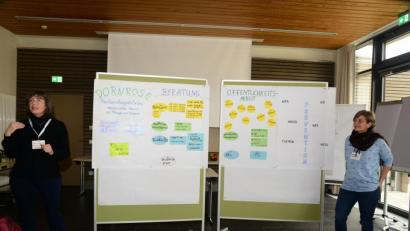 Bild: bey
Elisabeth Scherb (links) und Ilkay Gebhardt stellen die Beratungsstelle "Dornrose" vor.