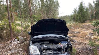 Bild: Gustl Beer
Das Auto kam in einem Waldgebiet zwischen Weiden und Parkstein zum Stehen.