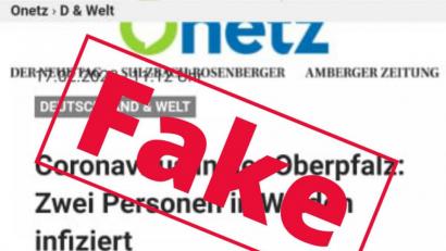 Bild: Tobias Gräf
Diese Falschmeldung wird über Whatsapp verbreitet. Sie stammt jedoch nicht von Onetz, in Weiden gibt es keine mit dem Coronavirus infizierte Personen.