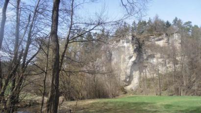 Archivbild: Josef Schmaußer
Gegenüber der Flembachhütte beeindruckt der mächtige Schelcherfels, der als Nistplatz für Turmfalken dient.