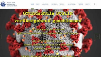 Screenshot: Hösamer
Die Grund- und Mittelschule Schwarzenfeld verweist auf ihrer Homepage auf die Schließung der Außenstelle in Stulln. Ab Dienstag ist auch die Ganztagsklasse 6b der Mittelschule betroffen.