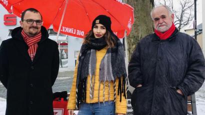 Bild: exb
Die Spitzenkandidaten der Linken-Stadtratsliste mit (von links) Martin Dehling, Funda Toy und Wolfgang Berndt wollen die künftige Kommunalpolitik mit vielen sozialen Themen bereichern.