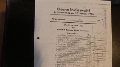 Bild: rn
1946, bei der ersten Kommunalwahl nach der NS-Zeit ließ die US-Militärregierung nur den Wahlvorschlag der Christlich Sozialen Union zu.