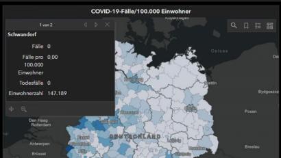 Screenshot: td
Interaktive Grafik auf der Homepage des Robert-Koch-Instituts: "0 Coronafälle im Landkreis Schwandorf" (Stand (Montagvormittag)