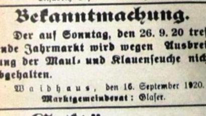 Repro: fjo
Der Marktrat entschied sich auch damals für eine Absage seines Markttags und inserierte entsprechend im ehemaligen "Vohenstraußer Anzeiger".