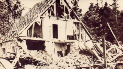 Repro: Heiner Zeitler/exb
Die Felsmühle nach der Bombadierung 1945