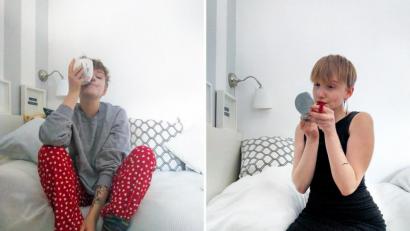 Bild: Isabell-Katrin Diehl
Gemütlich vs. schick. Mediengestalter-Azubine Isabell-Katrin Diehl findet auch im Home-Office jeden Tag genau das richtige Outfit.