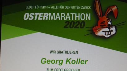 Bild: Bühner
Eine Urkunde gab es auch noch für TB Weiden-Läufer Georg Koller für seine Teilnahme am Ostermarathon 2020.