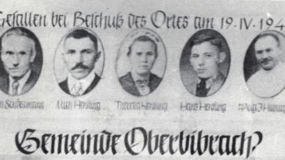 Repro: edo
Die fünf Opfer der Bombarierung von Oberbibrach. Der Soldat James Pydde wurde erschossen.