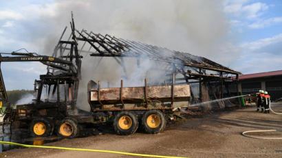 Bild: gf
Von den Flammen zerstört: Ein Holzrückefahrzeug.