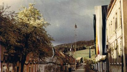 Bild: hl
Der größte Waldecker Maibaum stand 1955 (Bild). Diesen hatte der Schützenverein „Einigkeit’“ anlässlich seiner Fahnenweihe aufstellen lassen.
