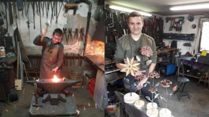Bild: lym
Der 15-jährige Lucas Scharnagl ist beigeisterter Hobby-Schmied. In seiner Werkstatt fertigt er einzigartige Blumen in allen Formen und Größen.
