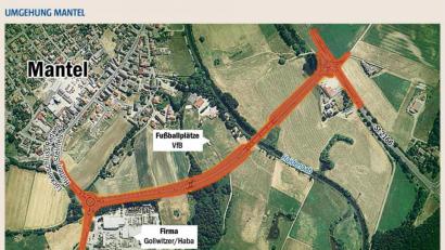 Grafik: Staatliches Bauamt Amberg-Sulzbach/Oberpfalz-Medien 
Die Umgehung Mantel soll den Ortskern der Marktgemeinde entlasten.