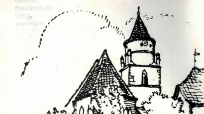 Repro: exb/Johann Ott
Die Eschenbacher Kirche – hier als Skizze dargestellt – spielte früher eine wichtige Rolle im Leben der Bürger. Vor über 450 Jahren wird die Rußweiherstadt evangelisch.