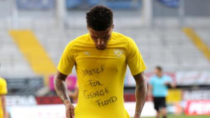 Bild: Lars Baron/dpa
Jadon Sanchos (Borussia Dortmund) stiller Protest.