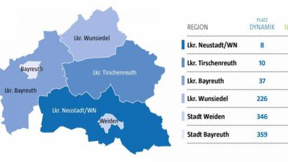 Grafik: NT/AZ
Wie der Landkreis Neustadt/WN schneidet auch die restliche Region in der Studie gut ab.