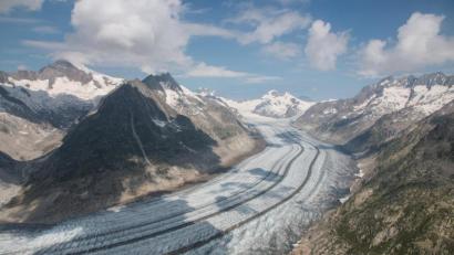 Bild: Christian Sommer/dpa
Der Grosse Aletschgletscher in der Schweiz wird immer kleiner.