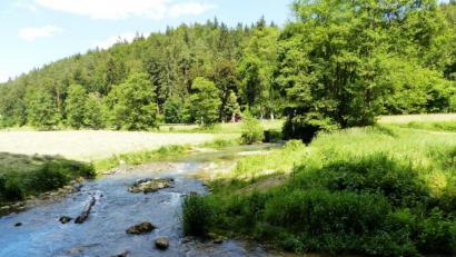 Bild: jp
Beim Stauwehr am Parkplatz neben der Lauterach ist ein Badeplatz angelegt worden.