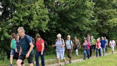 Bild: eib
Wandertour am bayerisch-tschechischen Grenzkamm bei Bärnau mit Alfred Wolf (vorne links) als ausgewiesenen Kenner der Geschickte der Goldenen Straße