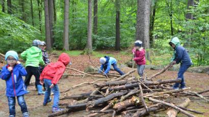 Bild: dob
Eifrig waren die Kinder beim Holzstöcke sammeln. Doch auch Naturbingo, ein Kletter-Parcours oder ein Waldmemory schärften die Sinne der Teilnehmer.