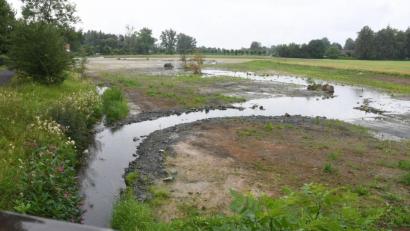 Bild: Gabi Schönberger
Der Krebsbach mäandert durch sein neues, riesiges Regenrückhaltebecken.