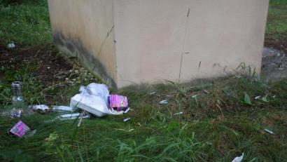 Bild: bö
Dreck und Unrat haben Unbekannte wohl nach einer Open-air-Party bei der Heimkehrerkapelle auf dem Theilberg in Schmidmühlen hinterlassen. Dazu gehörten Weinflaschen, Speisereste, Papier, Dosierpatronen und auch menschliche Exkremente.