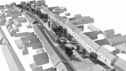 Repro: ow
In der jüngsten Stadtratssitzung stellte der Städteplaner Felix Holzapfel-Herziger seine neueste Entwurfsplanung für die Markplatzsanierung vor. Die Straßenführung der Kreisstraße wurde dabei leicht abgeändert. An der Sommerseite kann zukünftig nur in einer Richtung gefahren werden. Das Herzstück ist der mittlere Bereich östlich des Rathauses.