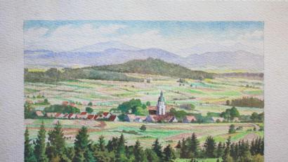 Bild: lg
So sah der Kunstmaler Lorenz Lehner einst Winklarn aus der Perspektive von der Höhenstraße am Johannisberg aus.