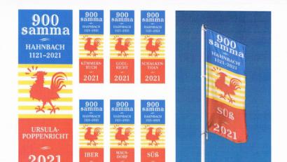 Grafik: Gemeinde Hahnbach/mma
So soll das Plakat aussehen, mit dem Hahnbach anlässlich des 900-Jährigen seiner Erstnennung im kommenden Jahr in allen Ortsteilen die Besucher grüßen will.