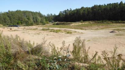 Bild: fsb
Auf dieser ehemaligen Sand- und Kiesgrube soll der neue Energiepark entstehen.