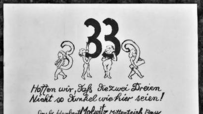 Bild: tsp
Molwitz-Grußkarte zum Jahreswechsel 1932 auf 1933.