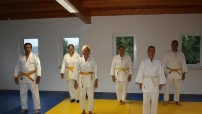 Bild: Peter Hammer/exb
Die Judoka der DJK Ensdorf bei der Gürtelprüfung (von links): Günther Marschall, Daniela Ott, Silvia Marschall, Yvonne Luber, Melanie Faulhaber und Georg Faulhaber.