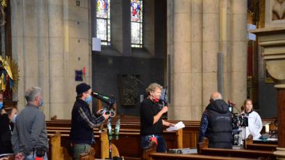 Bild: Kunz
Dreharbeiten in der Josefskirche.