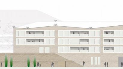 Grafik: Ten Brinke / exb
So sieht nach der aktuellen Plänen des Investors Ten Brinke der Blick vom Spitalgraben aus auf den Gebäudekomplex auf dem Bürgerspital-Areal aus. Im Hintergrund ist die Wirtschaftsschule zu erkennen, rechts der sogenannte Eckertbau.