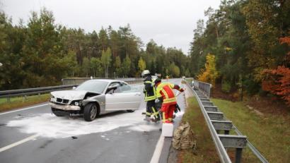 Bild: jma
Der total beschädigte BMW nach dem Verkehrsunfall