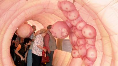 Archivbild: Petra Hartl
Der Gesundheitstag im Landratsamt, bei dem stets begehbare Modelle von Organen wie dieser Darm auf besonderes Interesse stoßen, dient auch der Prävention. Diese ist auch eines der Ziele der "Gesundheitsregion plus" Amberg.