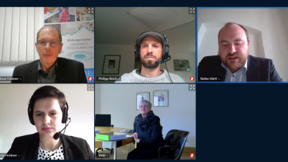 Bild: Bühner
Akteure des Azubi-Filmfestivals sind (links oben bis rechts unten) Bildungsmanager Hilmar Fütterer,
Phillip Reich von T1, Wirtschaftsförderer Stefan Härtl, ZRB-Projektleiterin Tanja Fichtner und Wirtschaftsfördererin 
Cornelia Völkl.