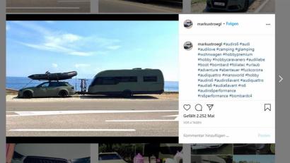 Screenshot: instagram.com/markustroegl/
Markus Trögl aus Regensburg hat mit seinem Wohnwagen-Gespann einen Internet-Hit gelandet.