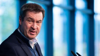 Bild: Sven Hoppe
Bayerns Ministerpräsident Markus Söder (CSU) gibt ein Pressestatement. Foto: Sven Hoppe/dpa/Archivbild