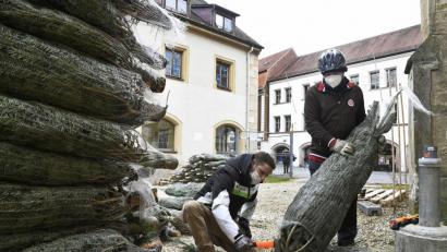 Bild: Petra Hartl
In der Innenstadt von Amberg sollen 300 zusätzliche Weihnachtsbäume für mehr Kundenfrequenz sorgen. Am Dienstag wurden die Bäume geliefert und teilweise schon aufgestellt.